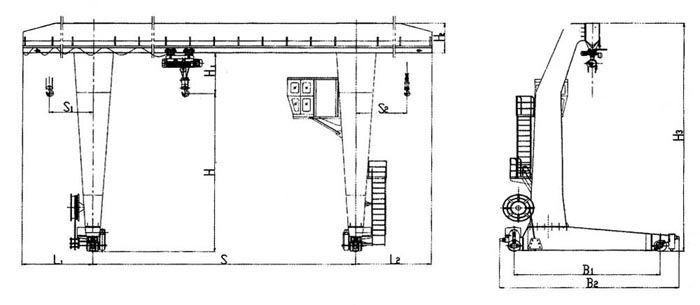 L型電動葫蘆門式起重機結構圖