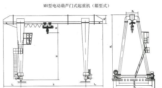 MH型單梁門式起重機外形圖