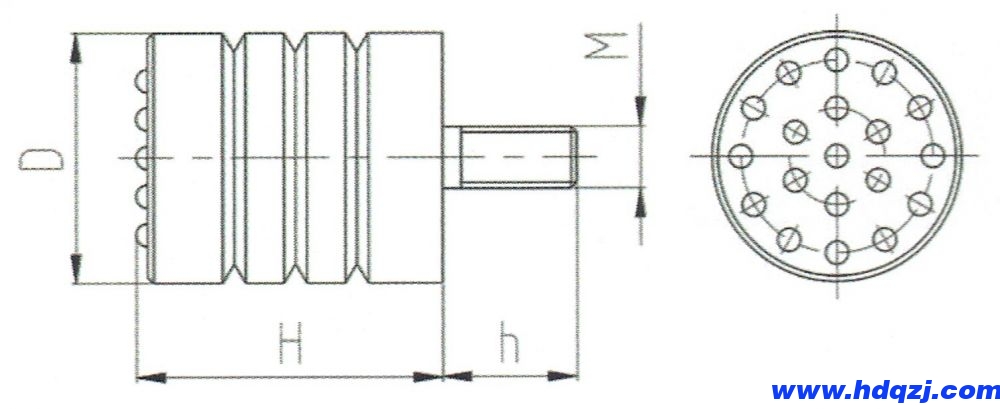 JHQ-A型螺柱型聚氨酯緩沖器外形尺寸圖