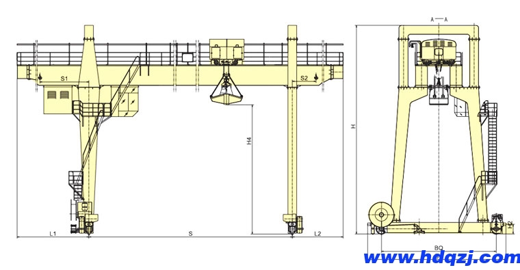 MZ型雙梁抓斗門式起重機結構圖
