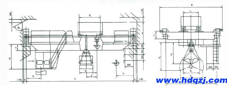 抓斗吊鉤兩用橋式起重機(jī)結(jié)構(gòu)圖