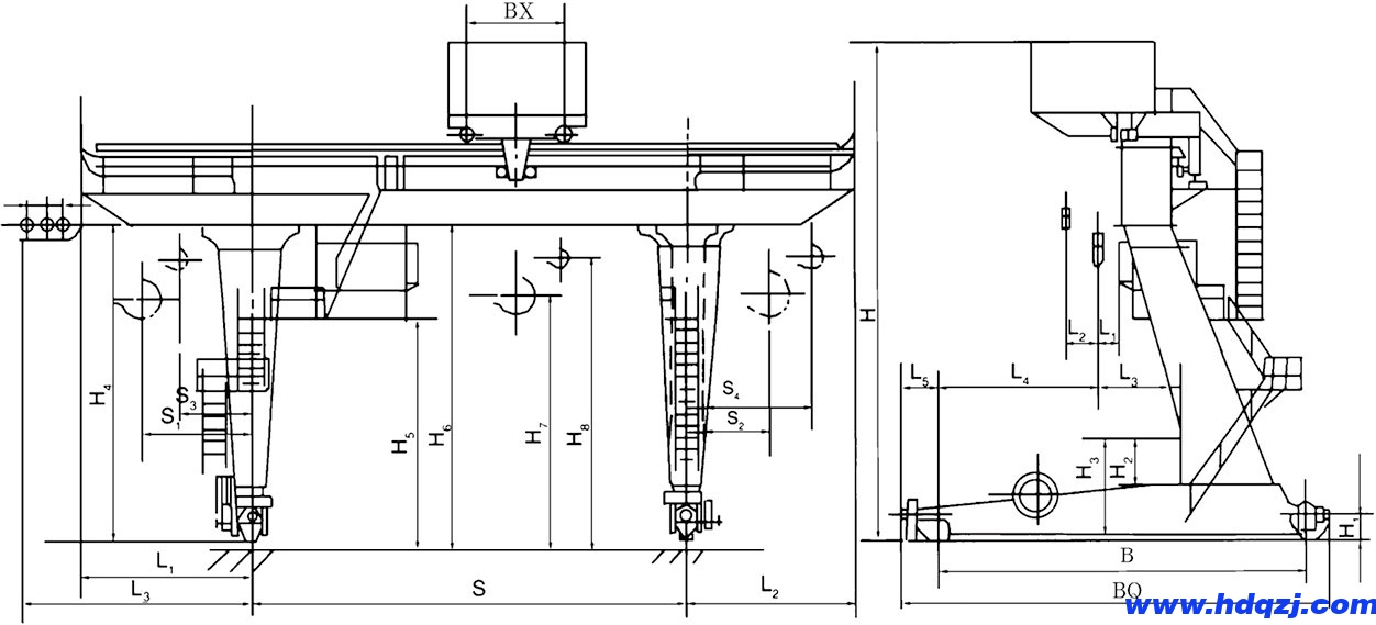 MDG型單梁門式起重機結(jié)構(gòu)圖