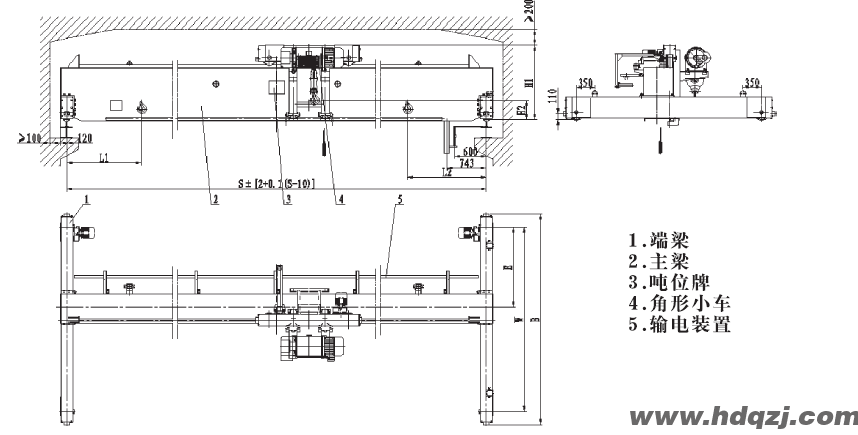 LDP型低凈空電動單梁起重機結構圖