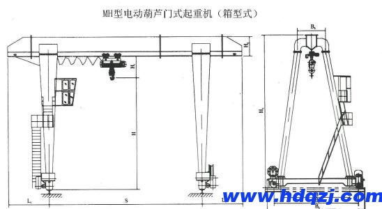 MH型電動葫蘆門式起重機結(jié)構(gòu)圖