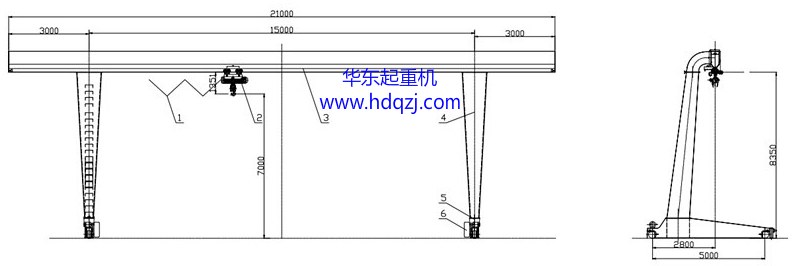 MHL型電動葫蘆偏掛門式起重機圖紙